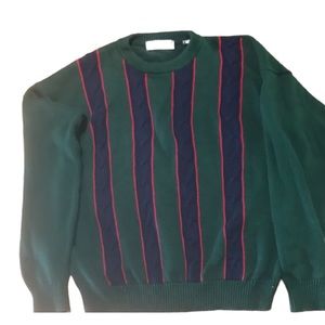 Vintage John Ashford Cable Sweater Knit Heavy Cotton  Size XL Multicolor